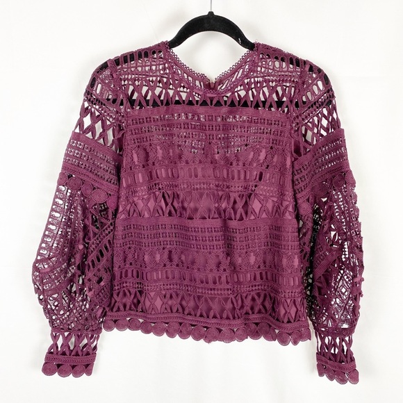 A. Moss Tops - A. MOSS Anthropologie Purple Plum Lace Top